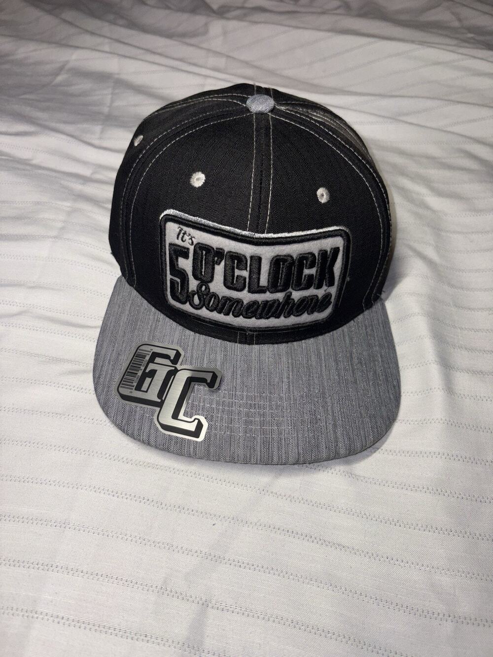 “Its 5 O'clock Somewhere” Black And Gray Snap Back Hat New With Sticker